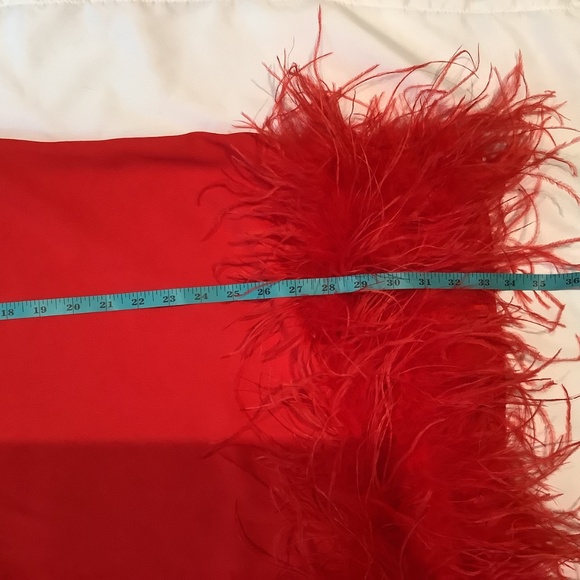 Marielle Stokkelaar Unique Red Holiday Party Dress, Feather Bottom Hem NWT OSFM - Picture 10 of 16